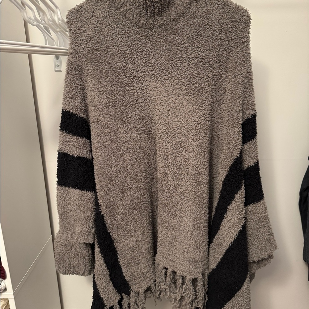 Barefoot Dreams Gray and Black Turtleneck Sweater